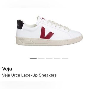 Veja Urca White, Marsala, and Black Lace-Up Sneakers